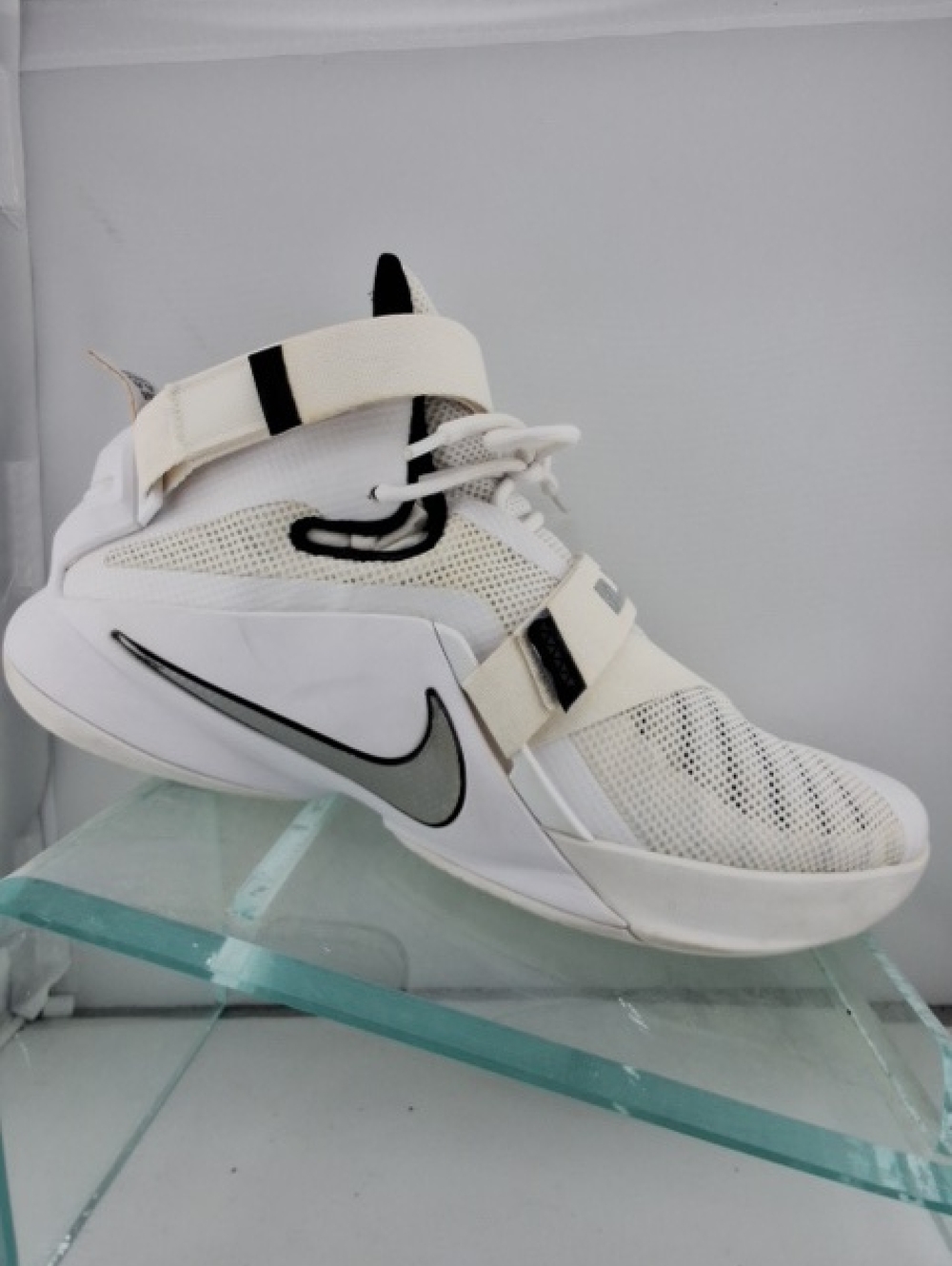 Nike Labron James Soilders 9 White and Black Strap Basketball Shoe